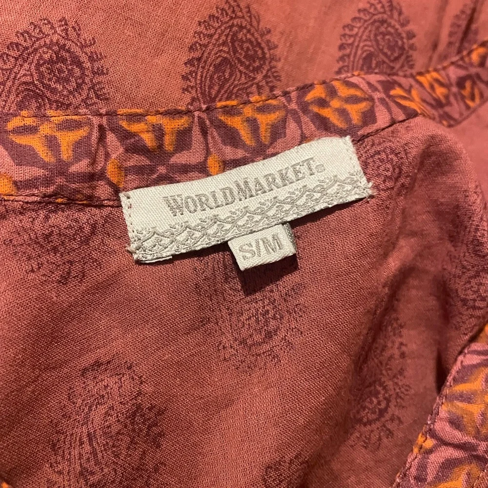 World Market Bohemian Pull On Tunic Style Blouse - Picture 6 of 6